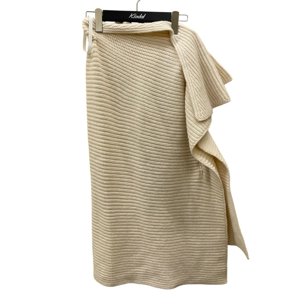 Sacai Ivory Wool Ruffle Skirt 1 Used Japan Vintage Fashion 78cm Length
