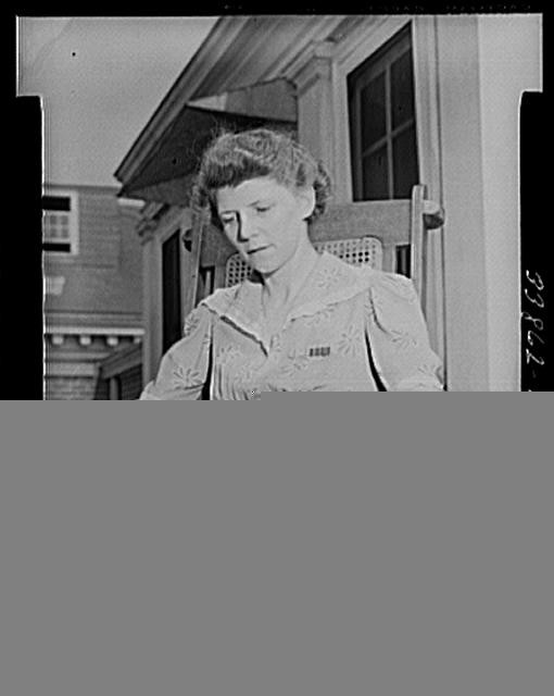 Photo:Woman on Porch 1900s Vintage Black and White Photograph