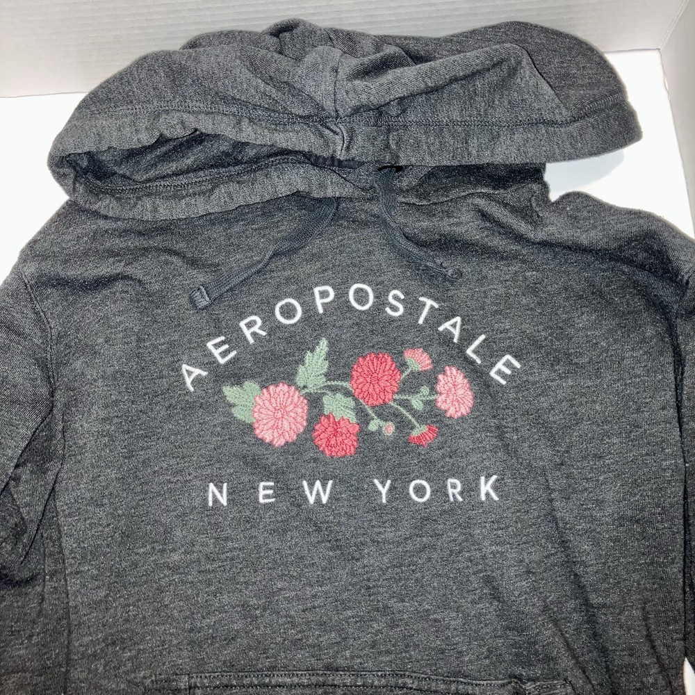 Aeropostale Hoodie, Size Medium, Gray Red Green White, Pullover