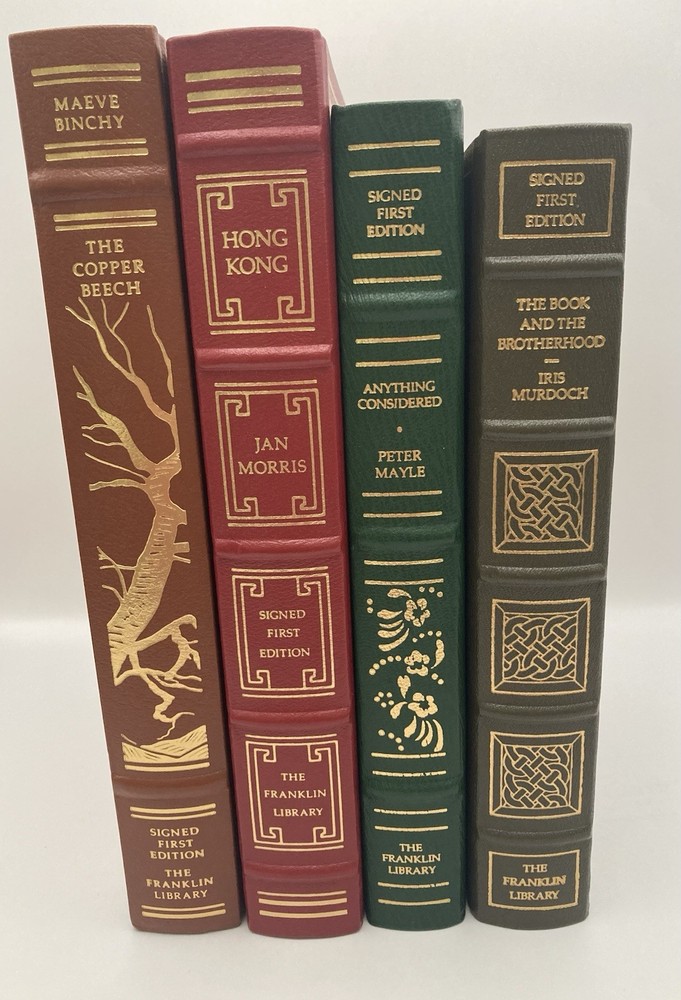 Franklin Library Signed Leather Lot of 4 Binchy, Mayle, Murdoch, Morris