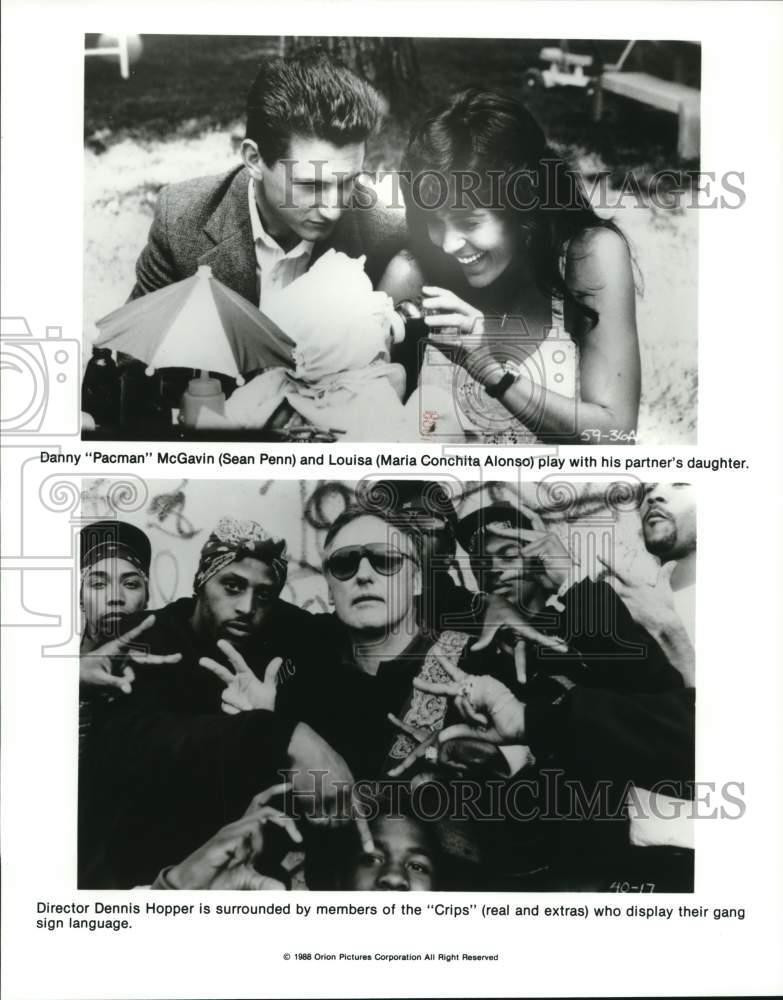 1988 Press Photo The cast and crew on the set of 