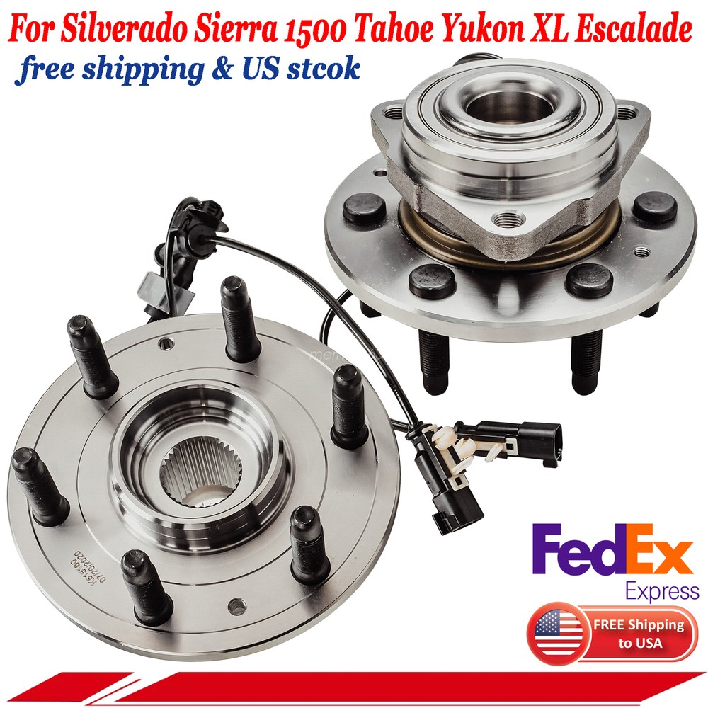 4WD Front Wheel Bearings Hubs for Chevy Silverado GMC Sierra 1500 Tahoe Yukon XL Cadillac Escalade