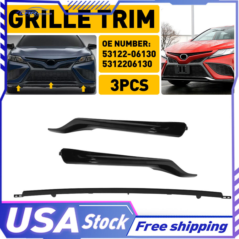 2021-2024 Toyota Camry SE XSE Front Bumper Lower Grille Trim 3-Piece Set