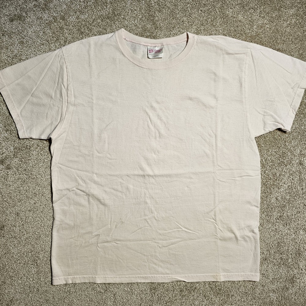 Vintage Y2k Boxy Hanes Pastel Pink Large Faded T-Shirt Skate Cute Goth Grunge 90