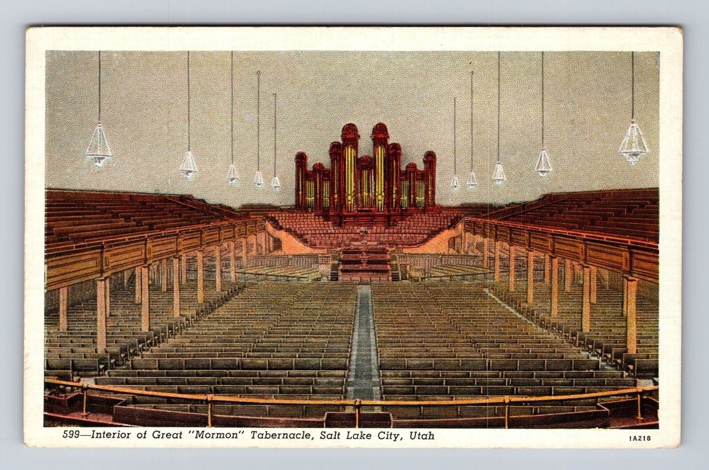 Salt Lake City UT-Utah, Interior Mormon Tabernacle, Pipe Organ, Vintage Postcard