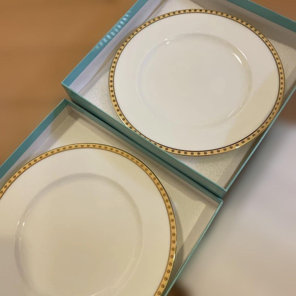 Tiffany & Co. Gold Band Plate Set of 2 18cm New in Box
