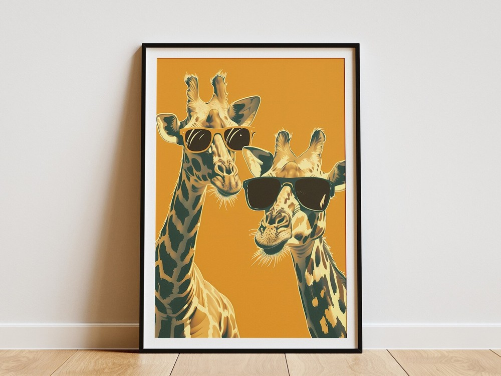 Cool Giraffe Poster Animal Print Art Illustration Modern Home Decor Wall Art