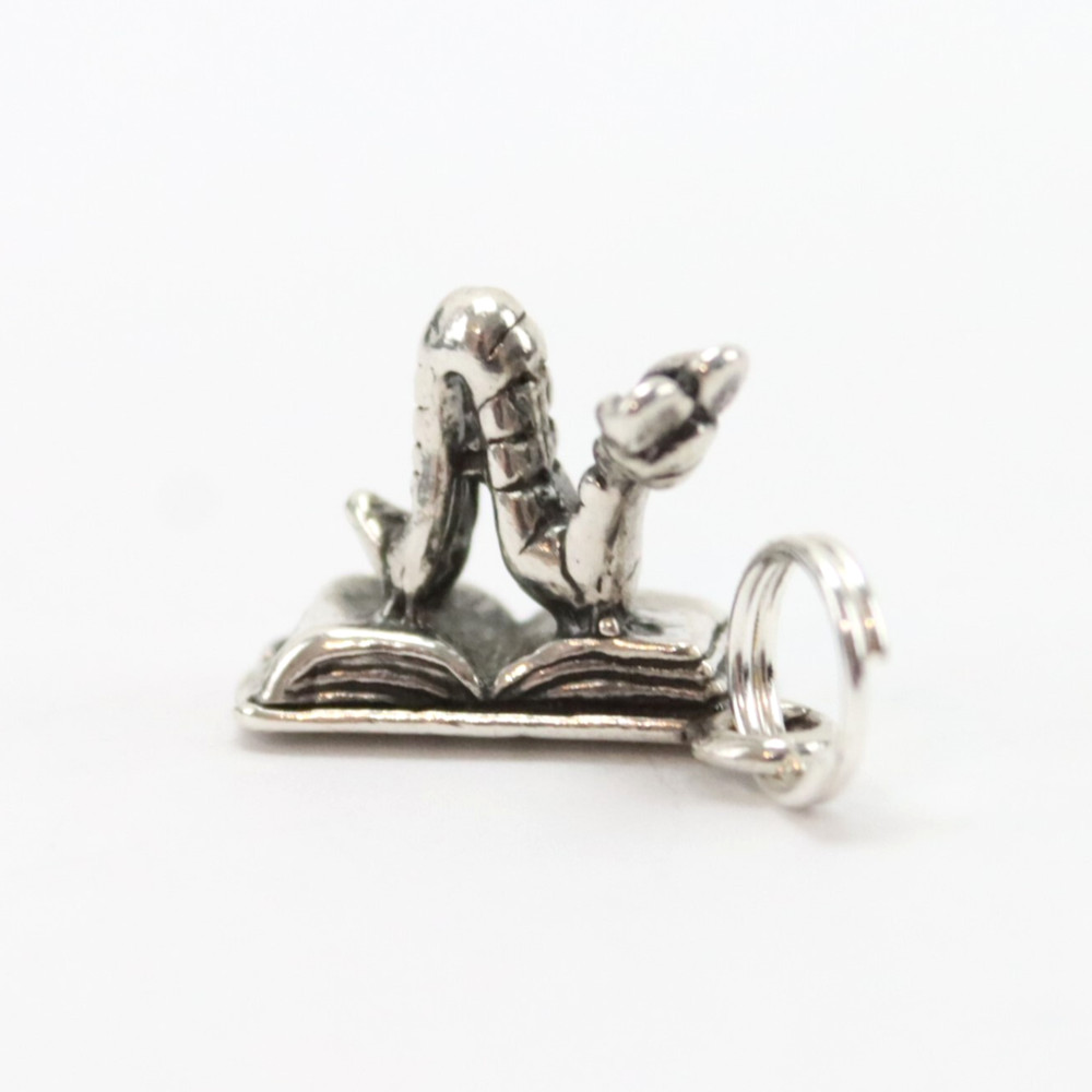 Vintage Sterling Silver 3D BOOK WORM CHARM
