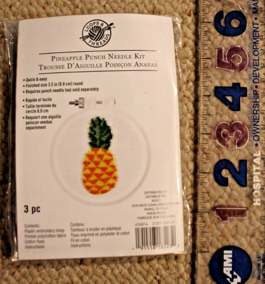 Punch Needle Kit Loops & Threads Pineapple Design Works 3.5