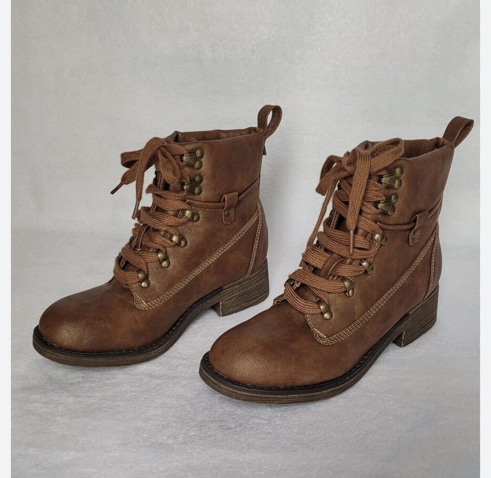 SUGAR Ankle Boots Mackson Brown Leather Lace-Up NWDB Women’s Size 7 M