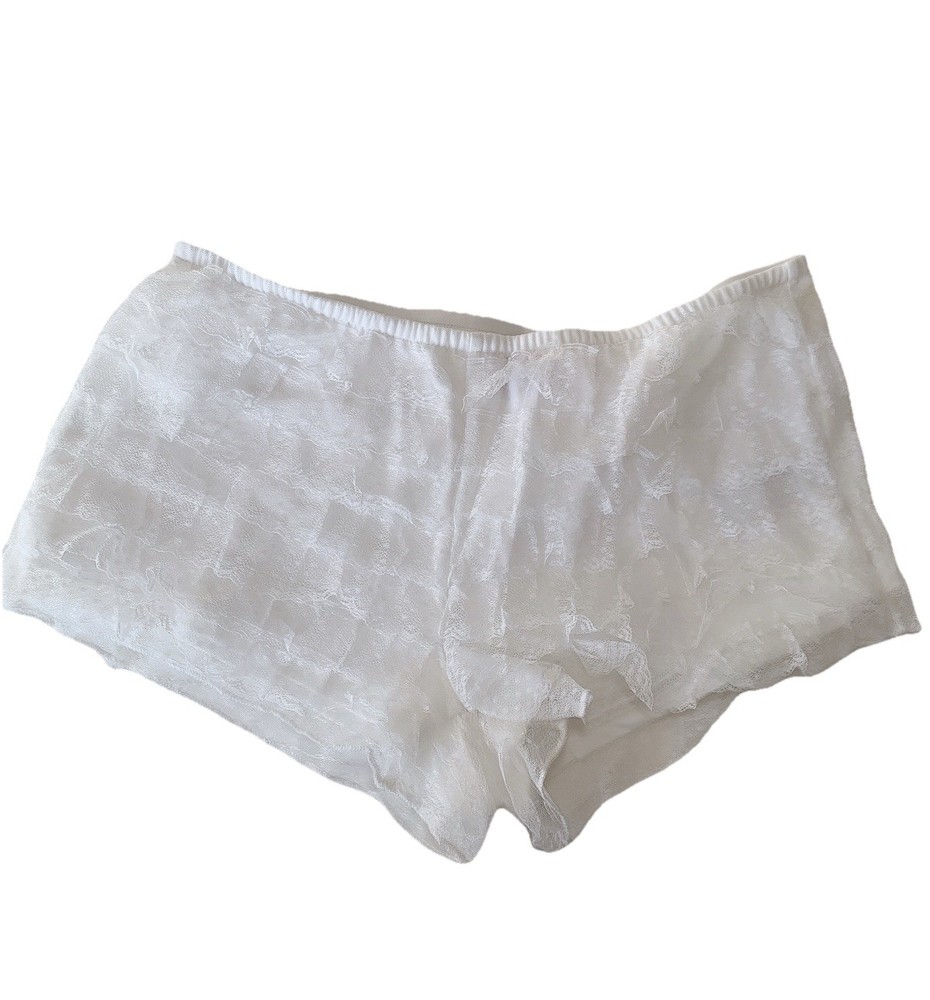 Edikted Women White Lace Ruffle Mini Shorts Size S Y2K Coquette Summer