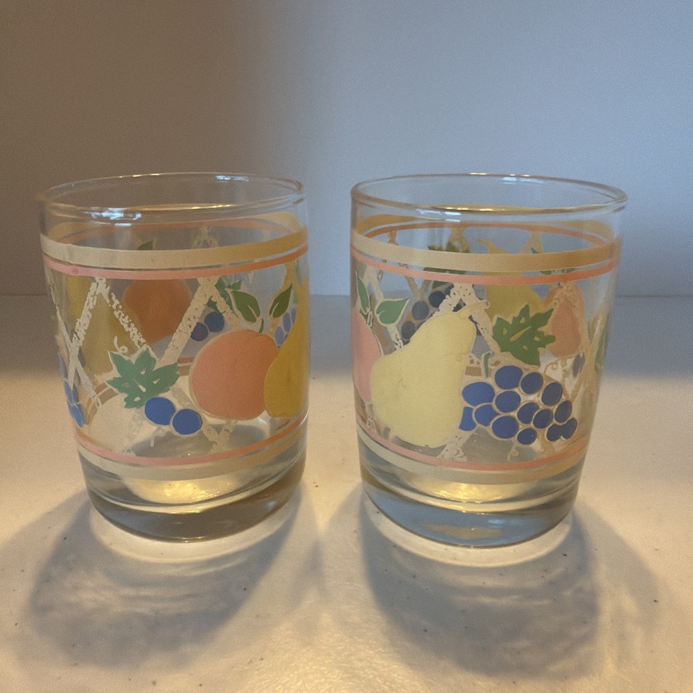 LIBBEY Pastel Fruit 8 Oz Juice Glasses Set Of 2