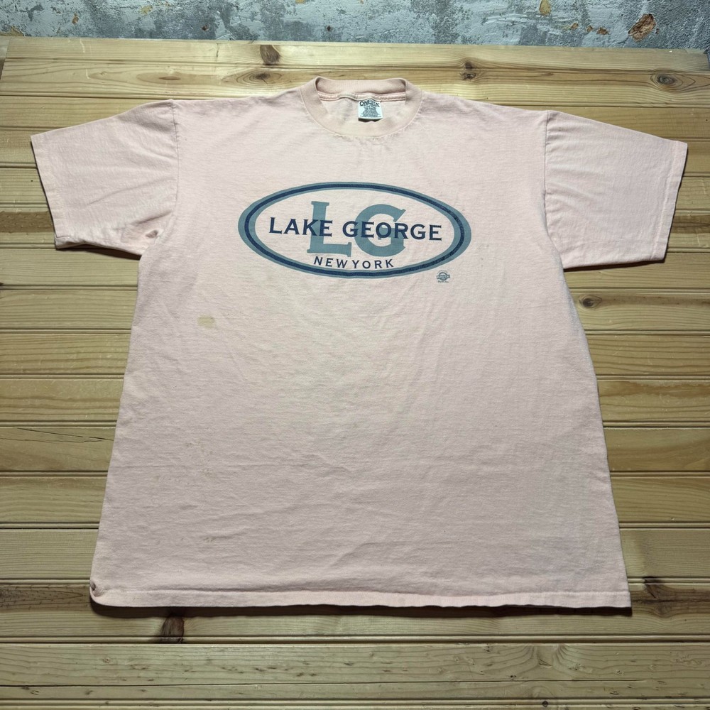 Vintage 90s Lake George New York Travel Destination Graphic Souvenir T-Shirt XL