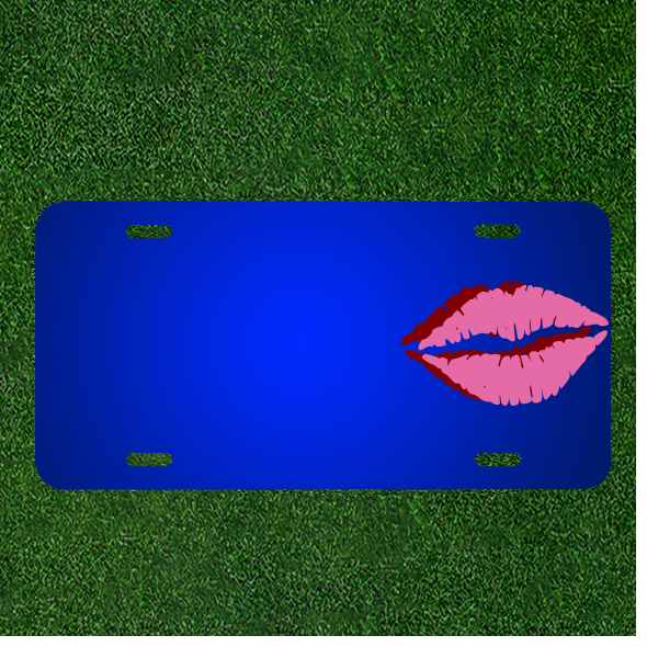 Create a Unique Personalized License Plate Featuring Lips Kiss Print and Custom Names for a Stylish Statement