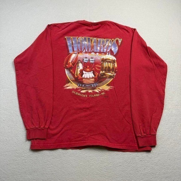Howards Ocracoke Island NC Long Sleeve Tee Red Medium