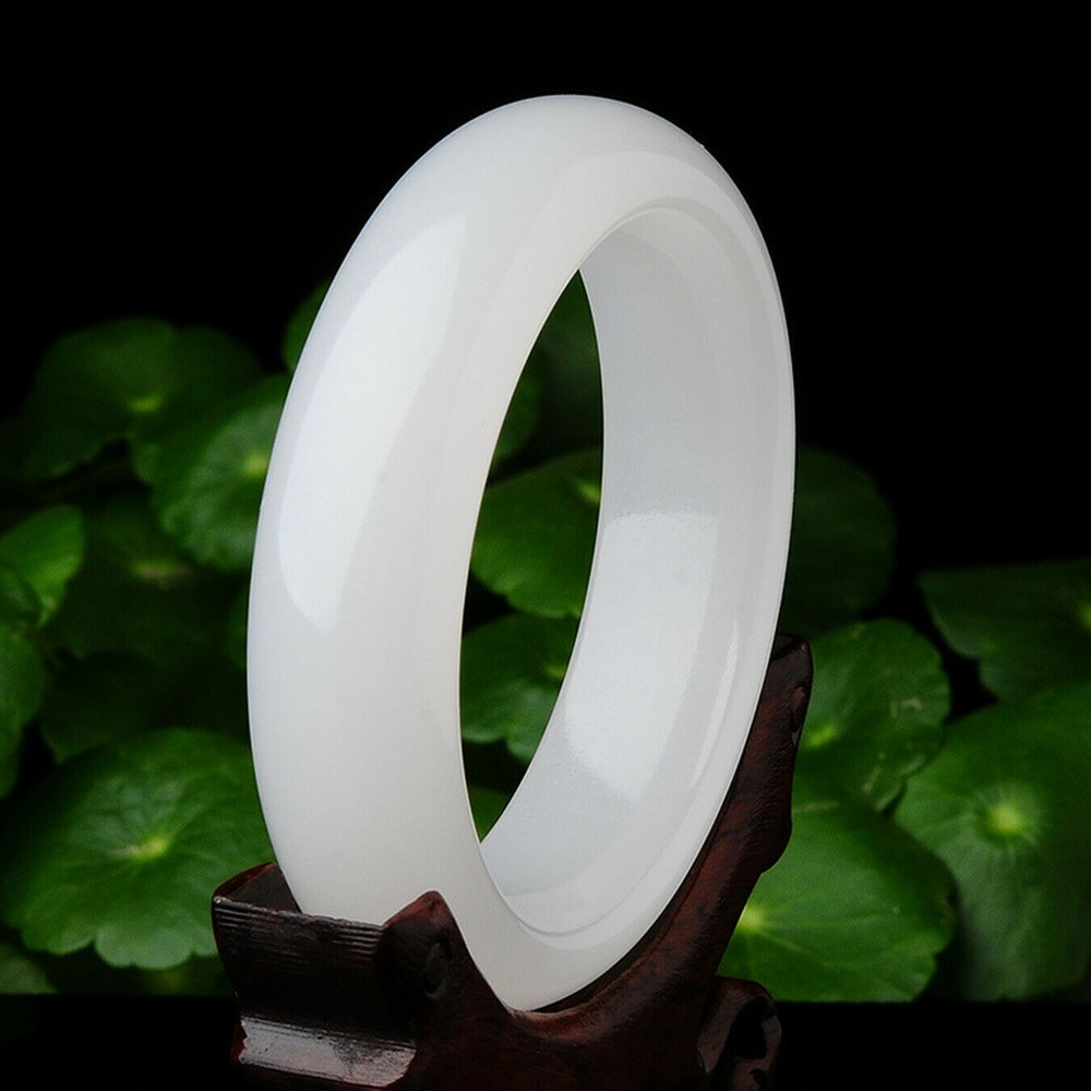 Natural White Jade AAA Gemstone Bangle Bracelet 61-62mm with Certificate