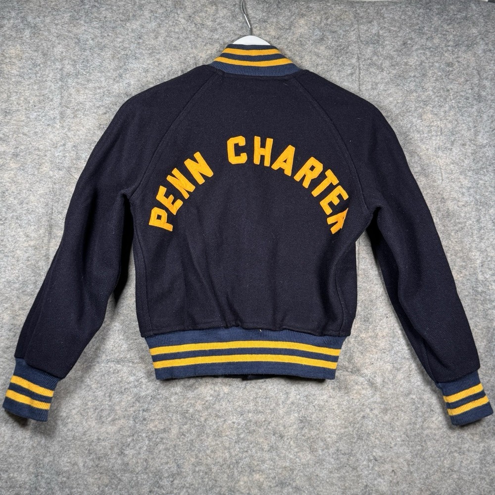 Vintage 60s Maple Penn Charter School Wool Varsity Jacket Mens Size S 19x21