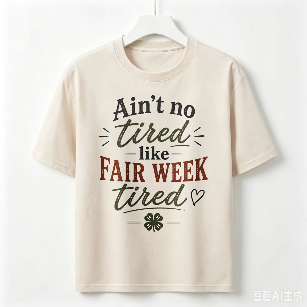 Fair Week 4-H Clover Graphic Multi-Color Tee Casual Cotton CrewNeck Farm T-Shirt