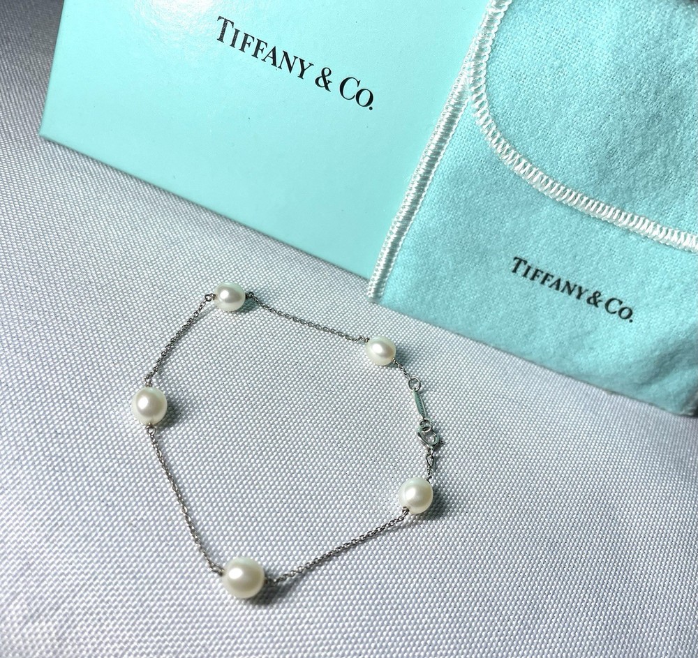 Tiffany Elsa Peretti Luscious Pearl By The Yard 925 Silver Bracelet Gift