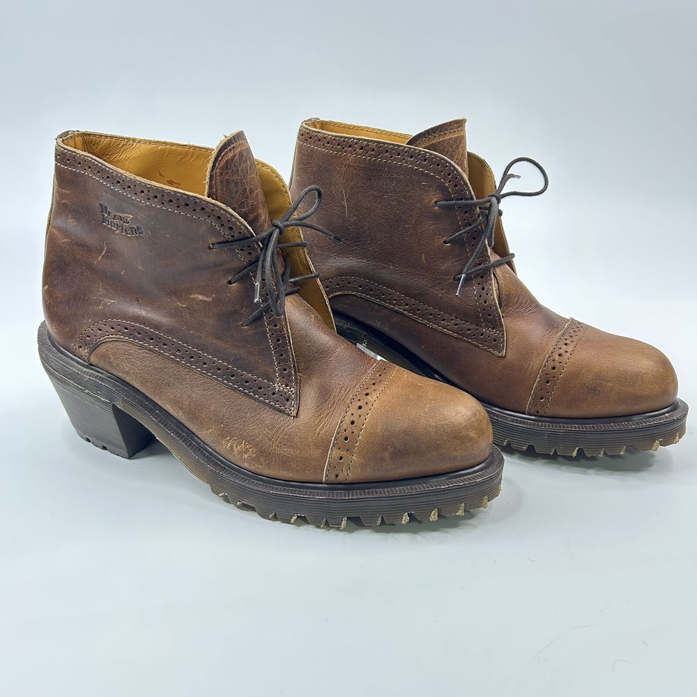 Dr Martens Womens 8149 MIE Granny Brogue Y2K Block Heel Ankle Boots UK Sz 7 US 9