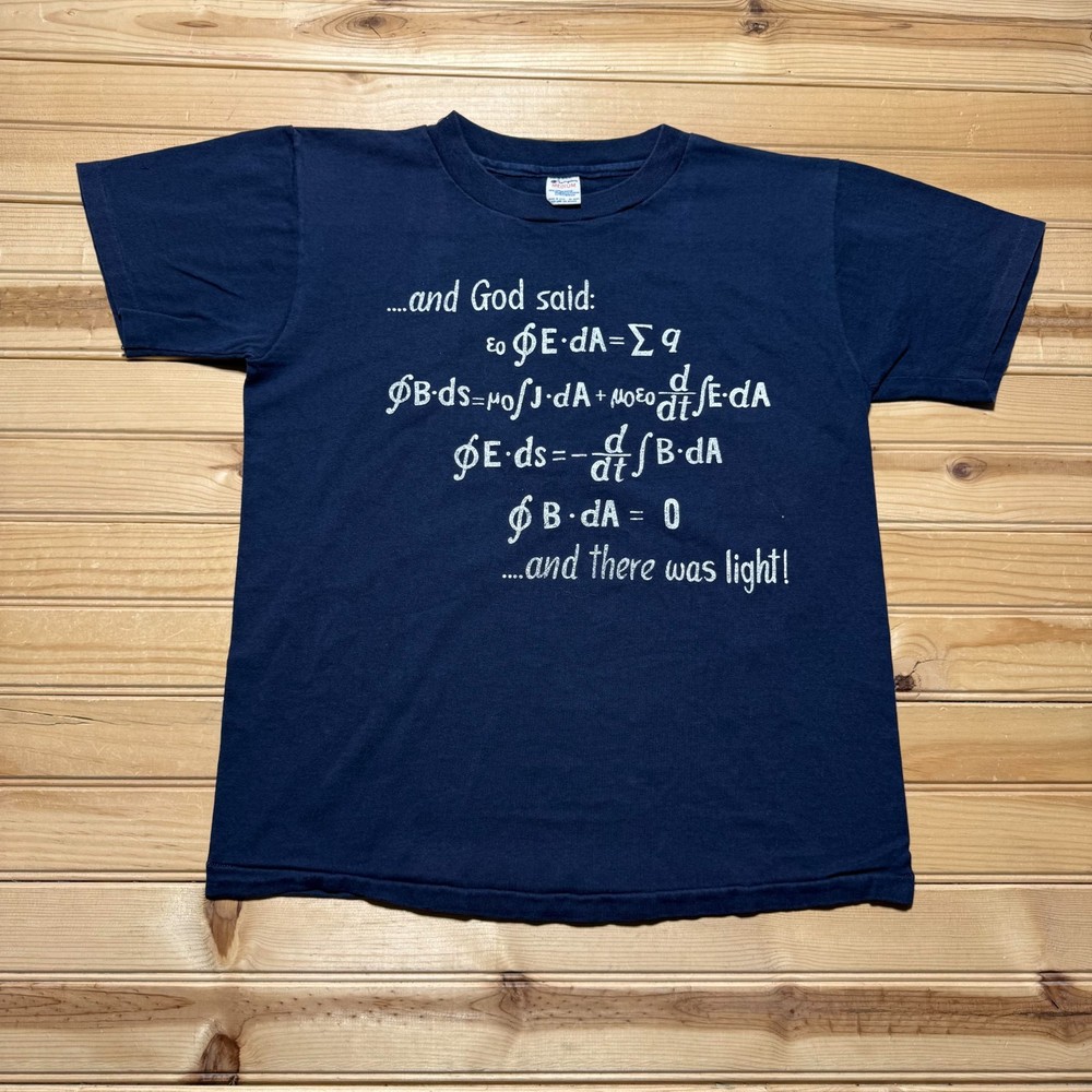 Vintage 80s God Light Math Equation Single Stitch Graphic T-Shirt USA - Medium