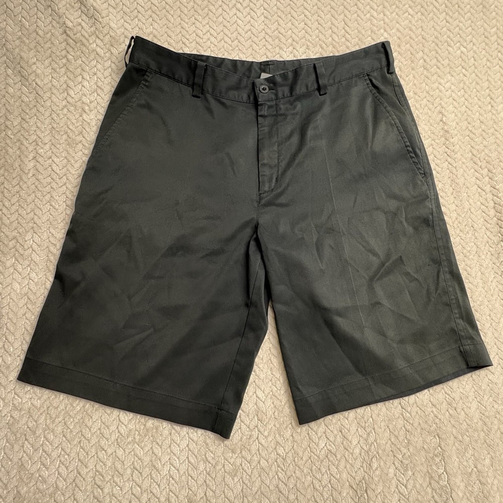 Nike Golf Dri-FIT Shorts Mens 34 Black Performance Chino Flat Front Logo