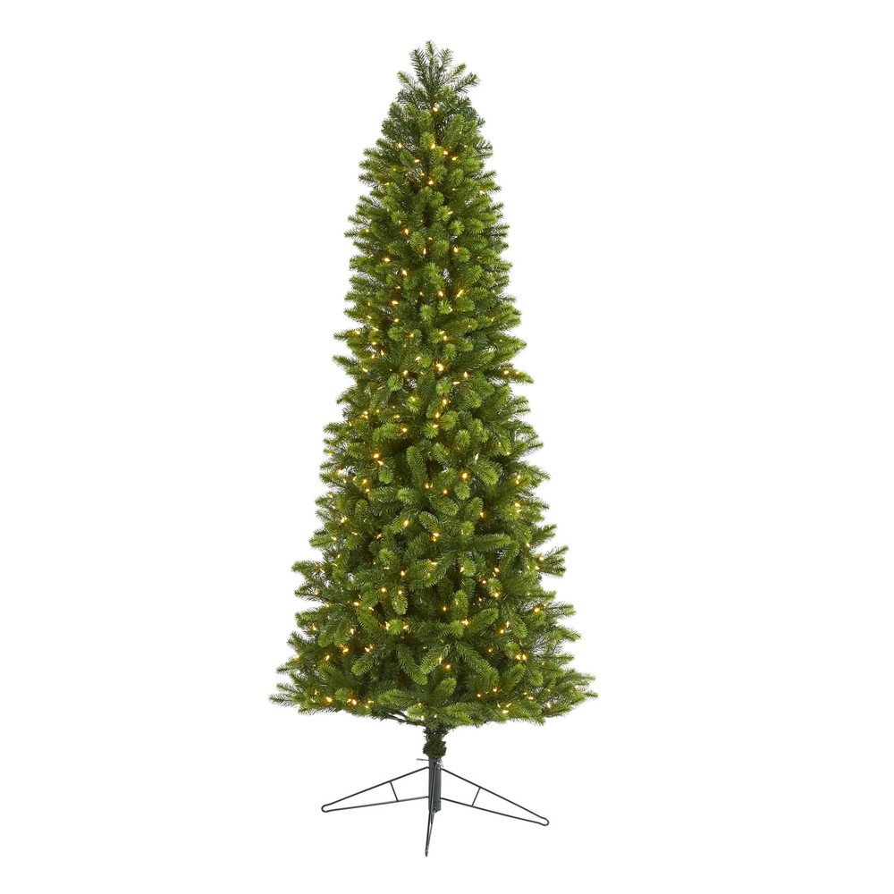 8' Slim Virginia Spruce Christmas Tree with 600 LED Lights - Green 8'