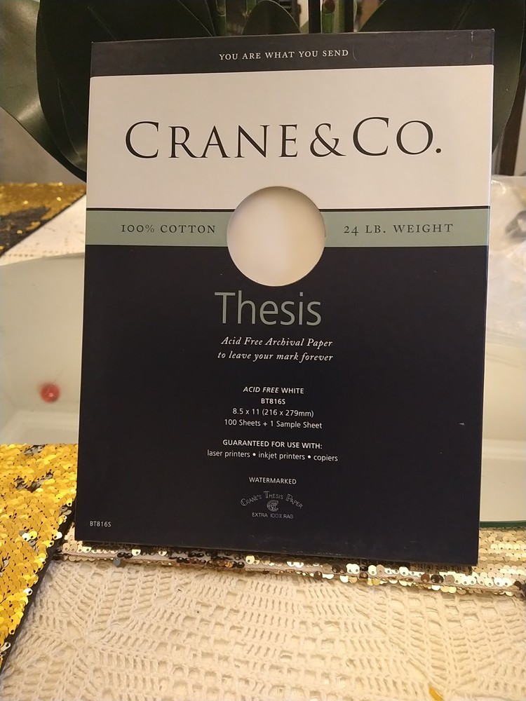 Vintage Crane's 100% Cotton Acid-Free Thesis Paper, 100 Sheets 8.5x11 24 lb-image