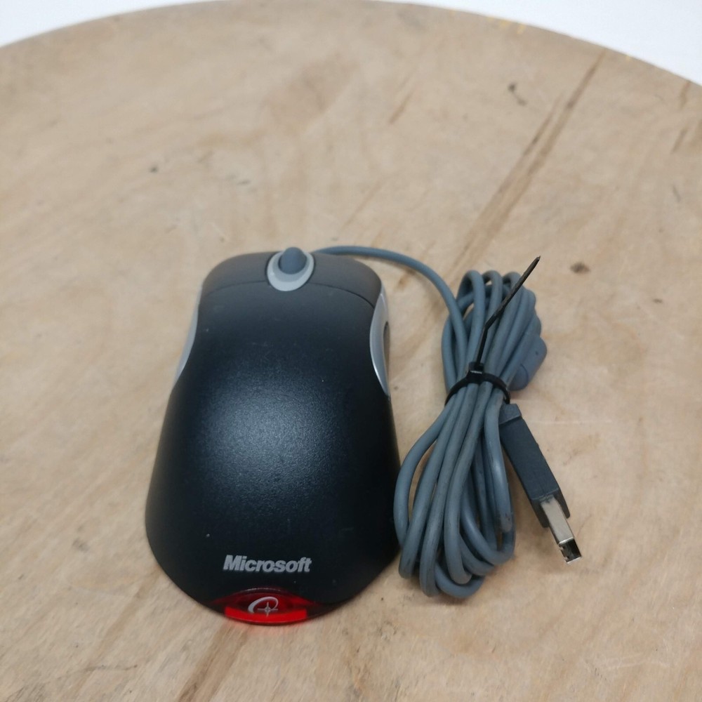 Vintage Black Microsoft Wheel Optical Mouse USB 1.1a PS2 Compatible Tested Working