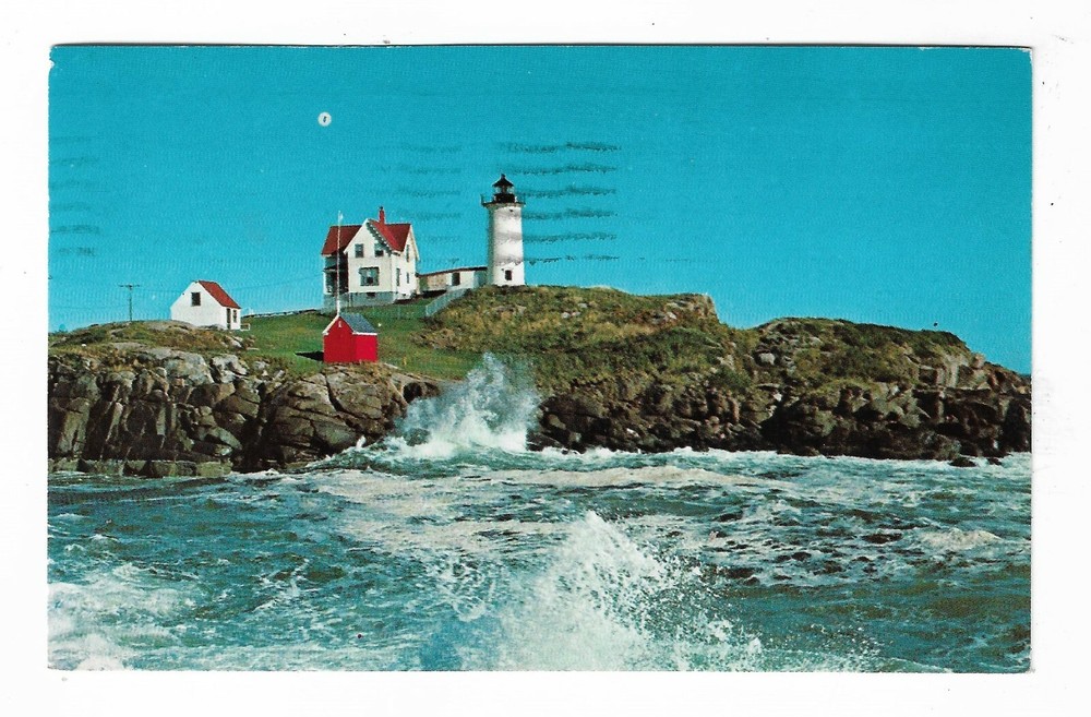 VTG Postcard Famous Nubble Light - York Beach, Maine