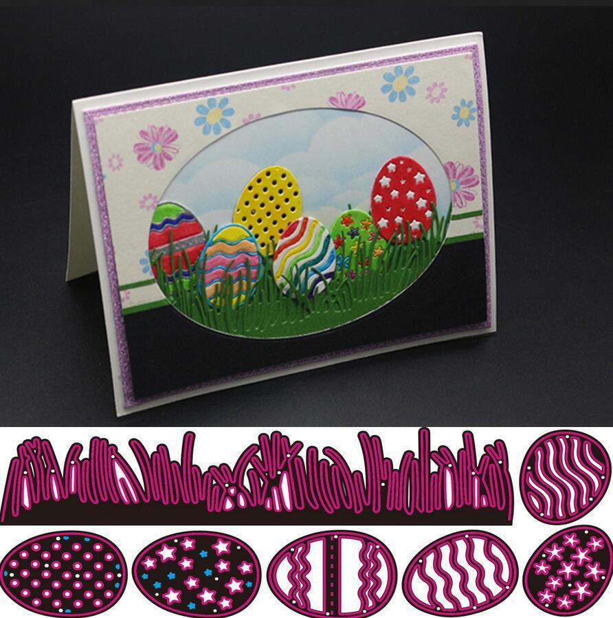 Huevos de Pascua Borde de hierba Troqueles de corte de metal Hágalo usted mismo Álbum de recortes Plantilla de tarjeta de papel