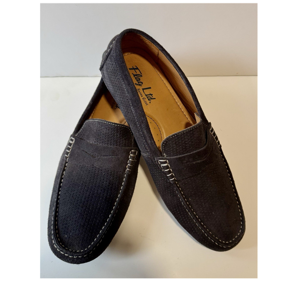 Flag Ltd. Penny Navy Blue Suede Loafer Men's Size 11 M Comfort Perforated