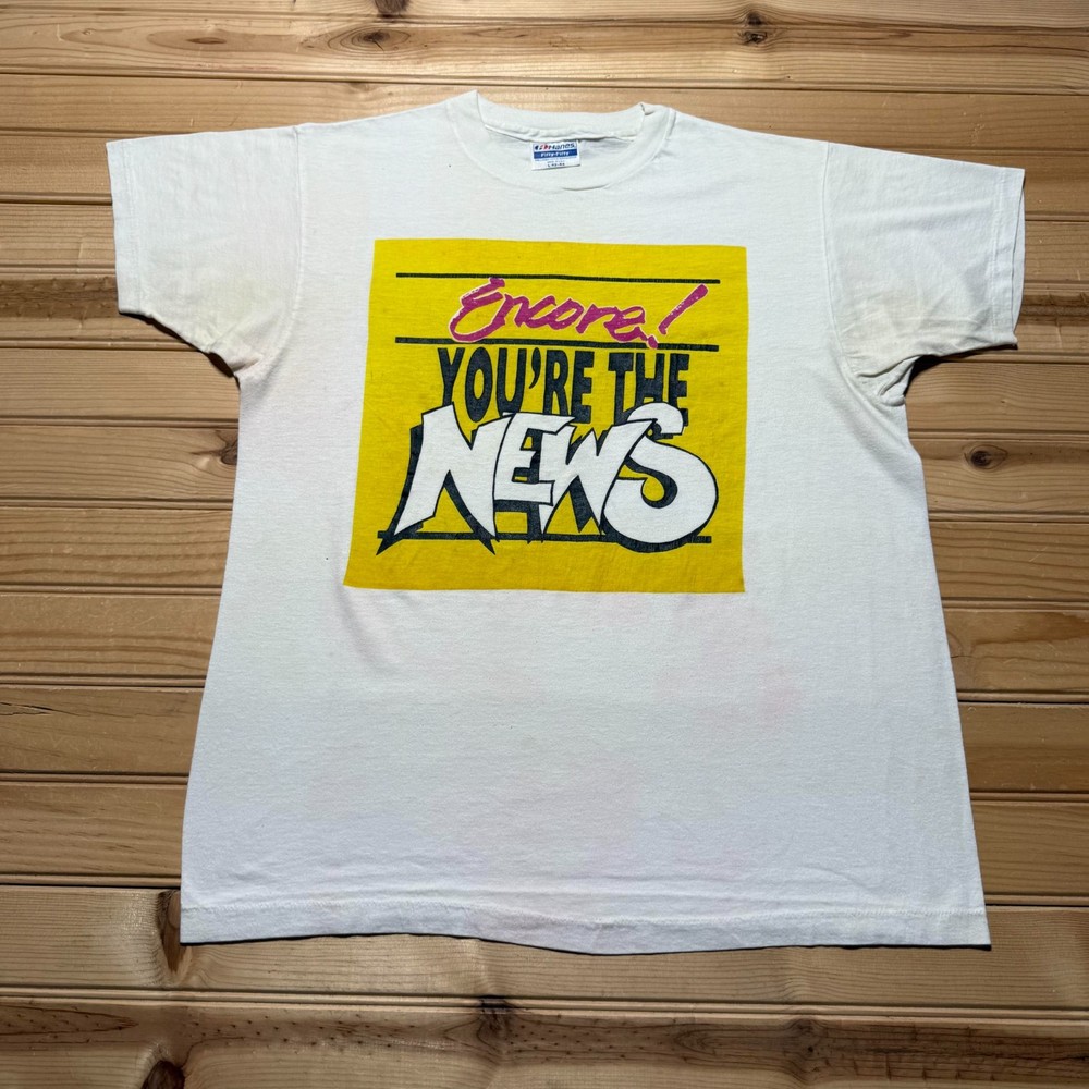 Vintage 80s Hanes Encore You're The News Single Stitch Graphic T-Shirt USA Large
