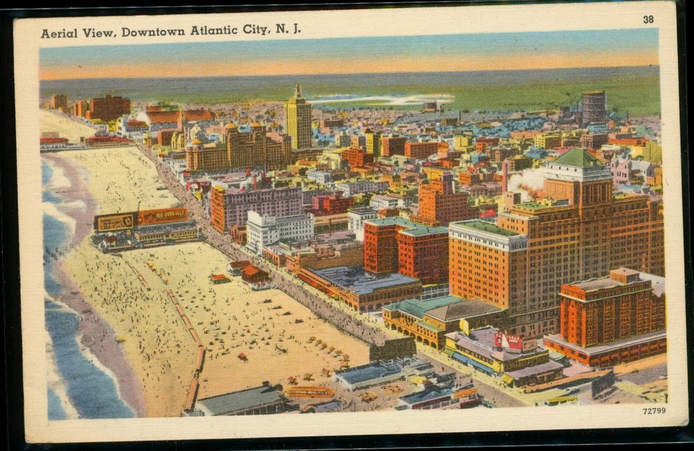 Aerial View Downtown Atlantic City New Jersey NJ Postcard