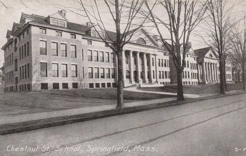Springfield, MA-Massachusetts, Chestnut Street School Antique, Vintage Postcard
