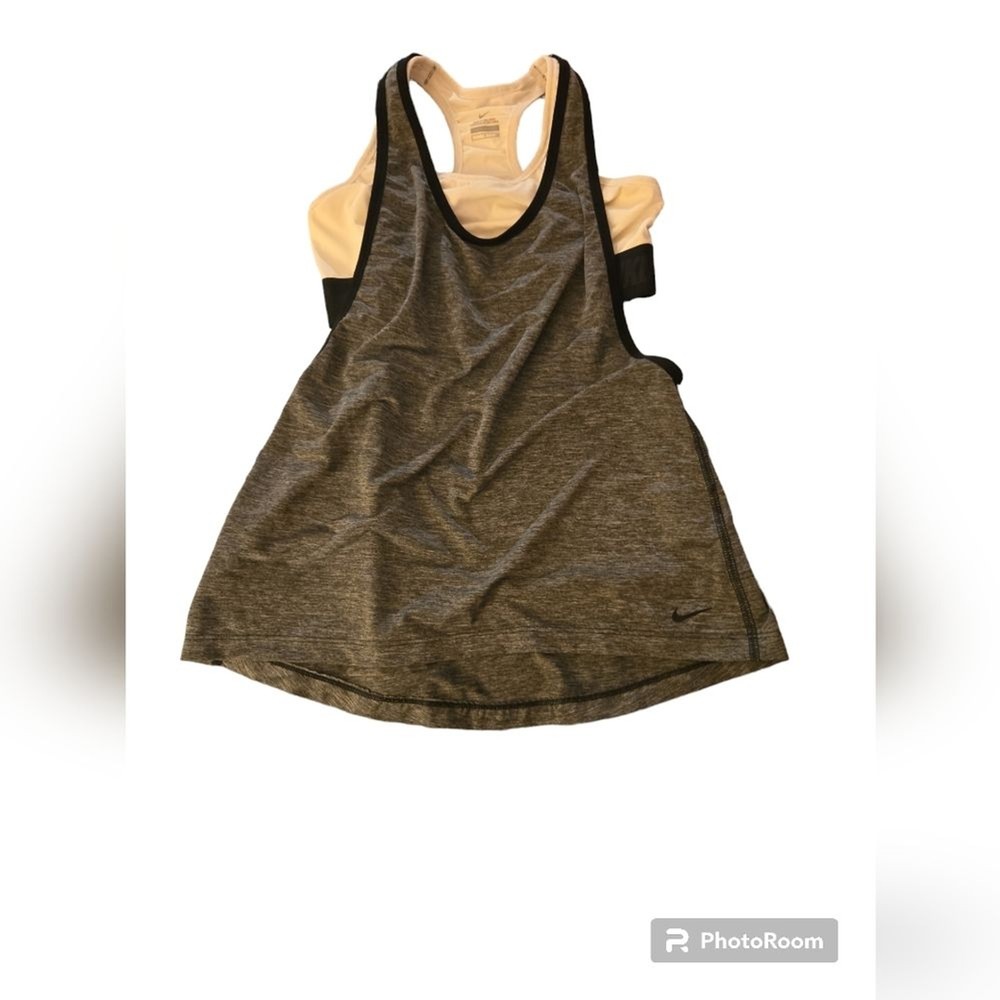 Nike Dri-Fit Racerback Tank Top with Built in Sports Bra Women's S Heather Grey