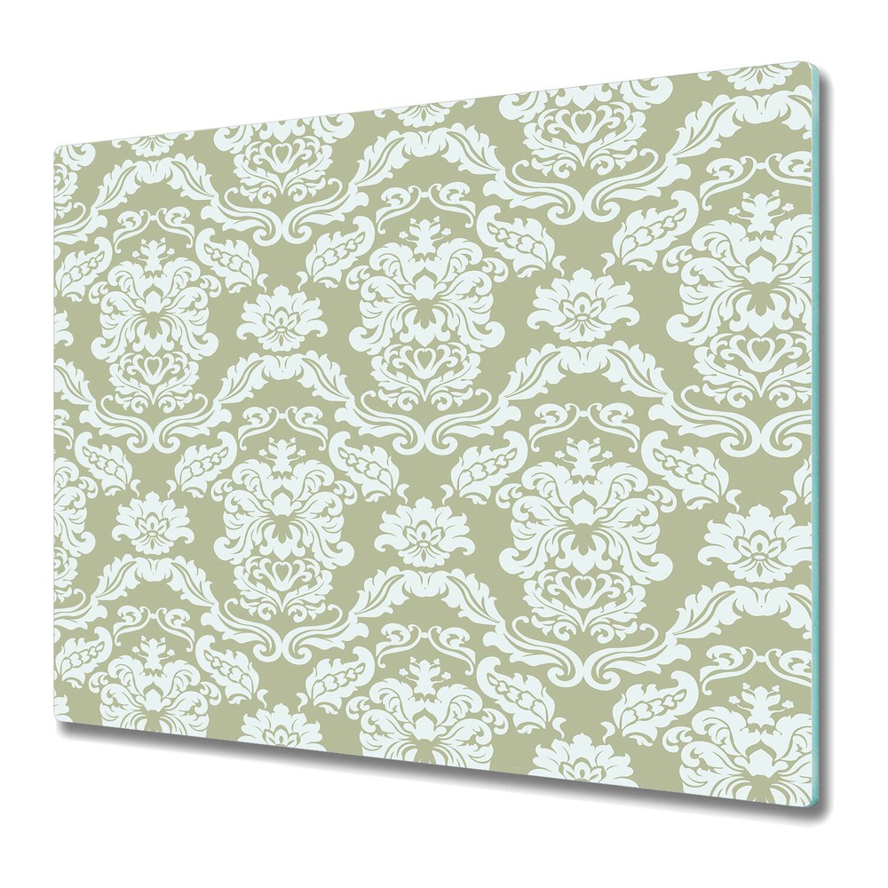Tempered Glass Worktop protector Floral ornament lilies green & white photo