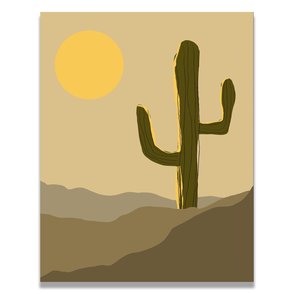 Desert Sunset Cactus Hills Abstract Artwork Poster Art Print Wall Decor