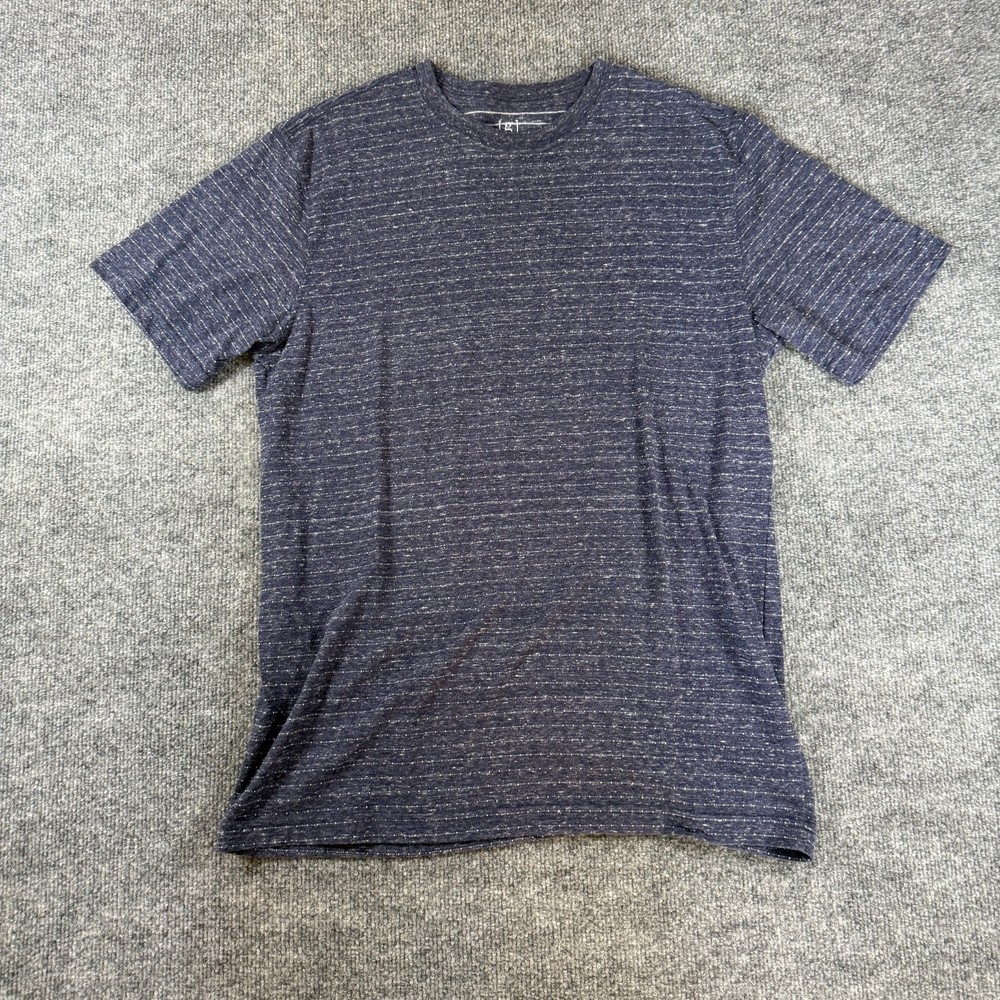 George Men's BLUE STRIPED CREW Neck Short Sleeve Knit T-Shirt MEDIUM