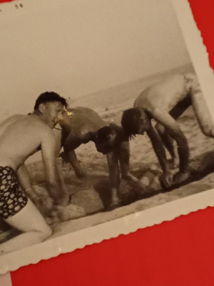 Vintage 1950s Photo Shirtless Man Beach Swimsuit Bulge Gay Interest Beefcake