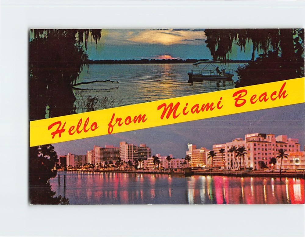 Postcard Hello from Miami Beach Florida USA