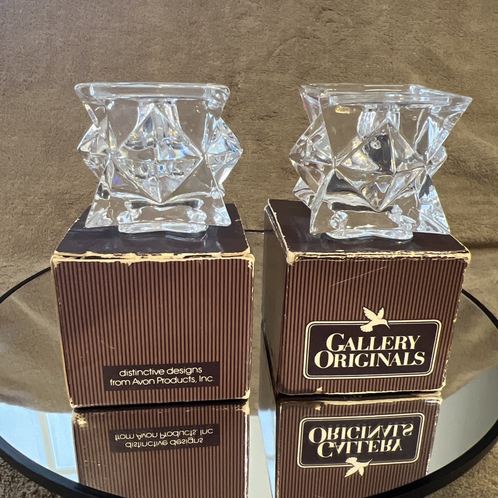 2 Gallery Originals Stackable Star Crystal/ Lead Candle Holders (AVON)