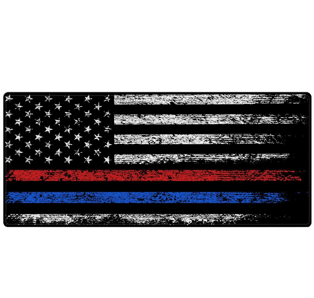 XXL Gaming Mouse Pad with American Flag Design - Red Blue Oversized Keyboard Mat