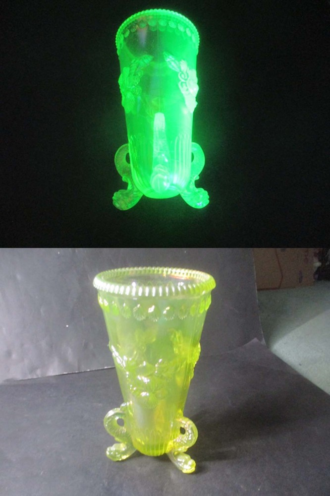 Vintage Westmoreland Argonaut Shell Vase Vaseline Glass