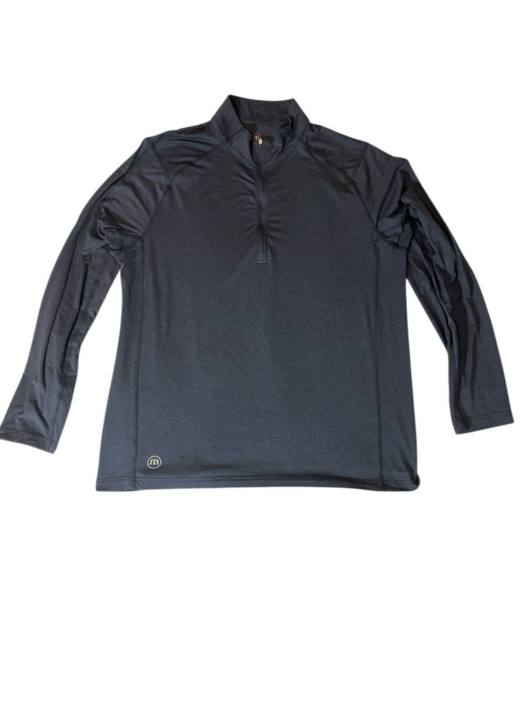 Travis Mathew Mens XL Blue 1/4 Zip  Long Sleeve Performance Shirt Havasu