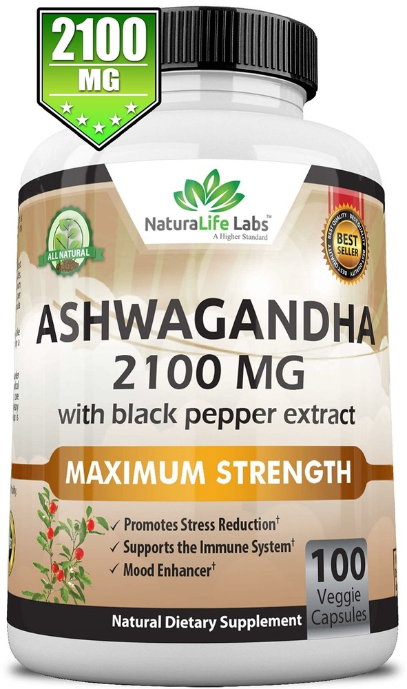 Organic Ashwagandha 2-100 mg - 100 Vegan Capsules Pure Organic Ashwagandha Powde