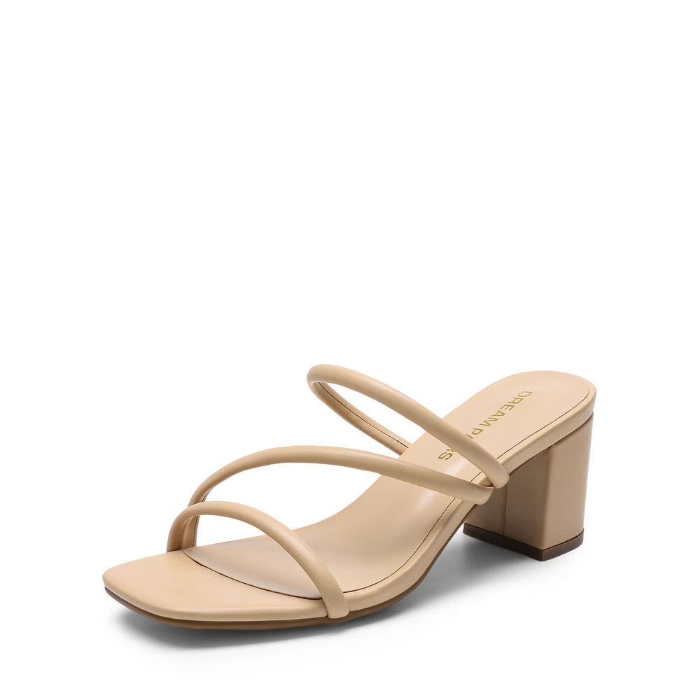 Women Heeled Sandals Open Toe Low Chunky Slip On Mules Shoes Dress Shoes