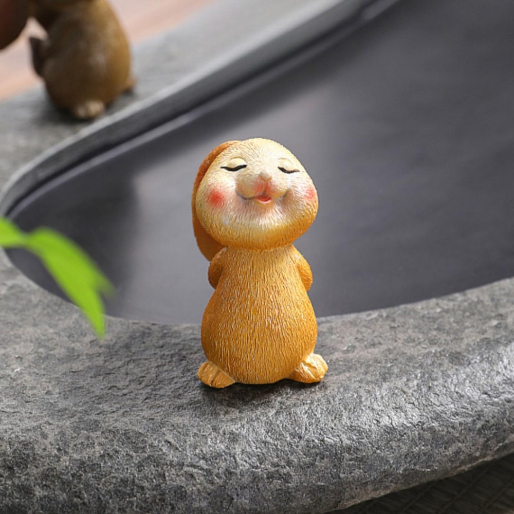Color Changing Rabbit Resin Tea Pet Tea Set Decor 6.7cm Tea Playing Tea Ceremony