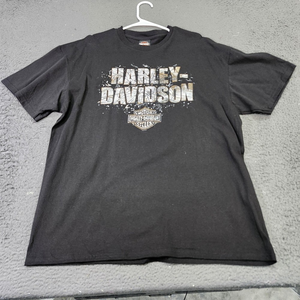 Harley-Davidson Shirt Mens XL Black Shattered Logo Motorcycle Biker Graphic Tee