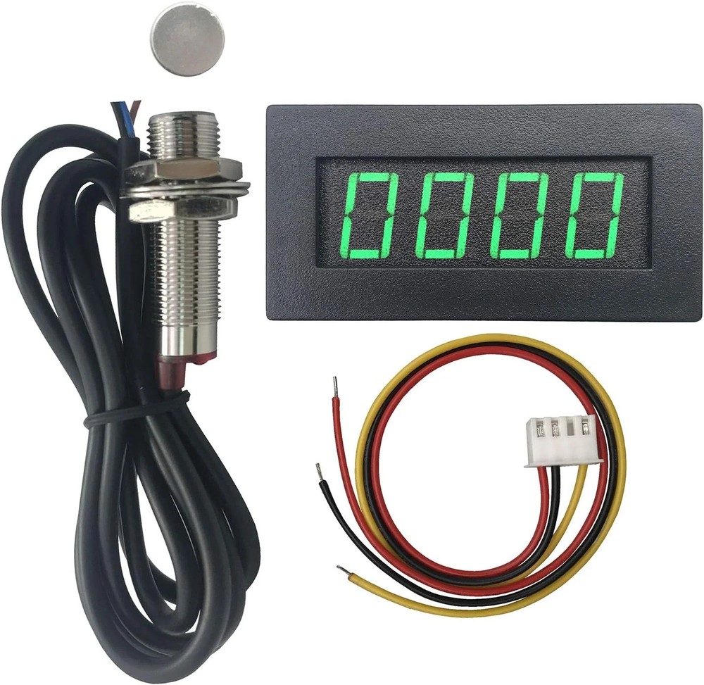 DIGITEN 4 Digital Green LED Tachometer RPM Speed Meter + Hall Proximity Switch M